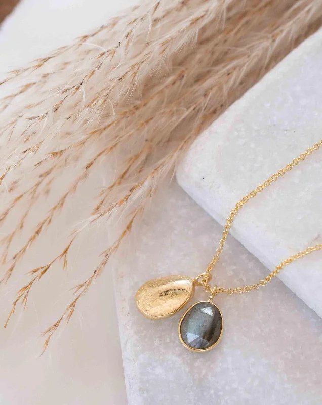 Ladies elegant necklaces-Labradorite, Copper Turquoise or Moonstone ~ Necklace ~ Gold plated 18k ~ MN114