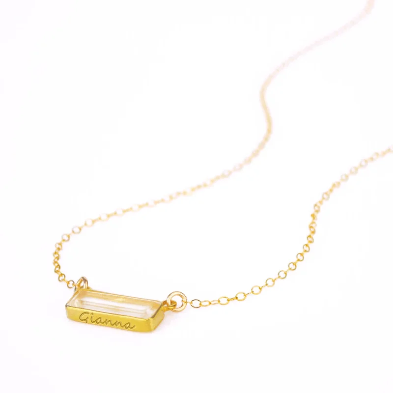 Ladies layered necklaces-Clear Quartz Bar Necklace : April Birthstone : Adira Series