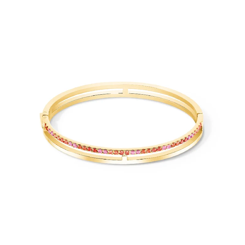 Ladies luxury bracelets-Coeur De Lion Eternal Unity Gold Red Bangle