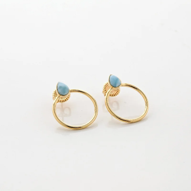 Ladies gold teardrop earrings-Vermeil Larimar Earrings Vera