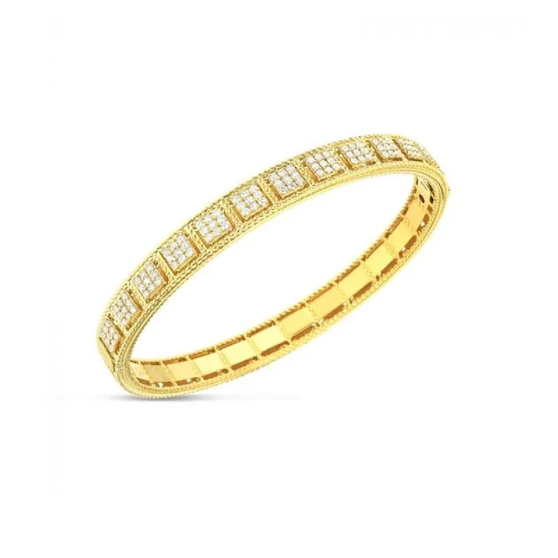 Ladies braided bracelets-18KT Gold Roman Barocco Bangle with Diamonds