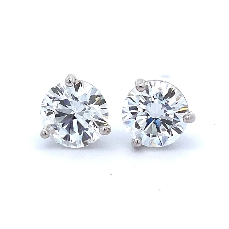 Ladies bohemian earrings-3.04 CTW GIA Excellent Cut Diamond Stud Earrings in White Gold