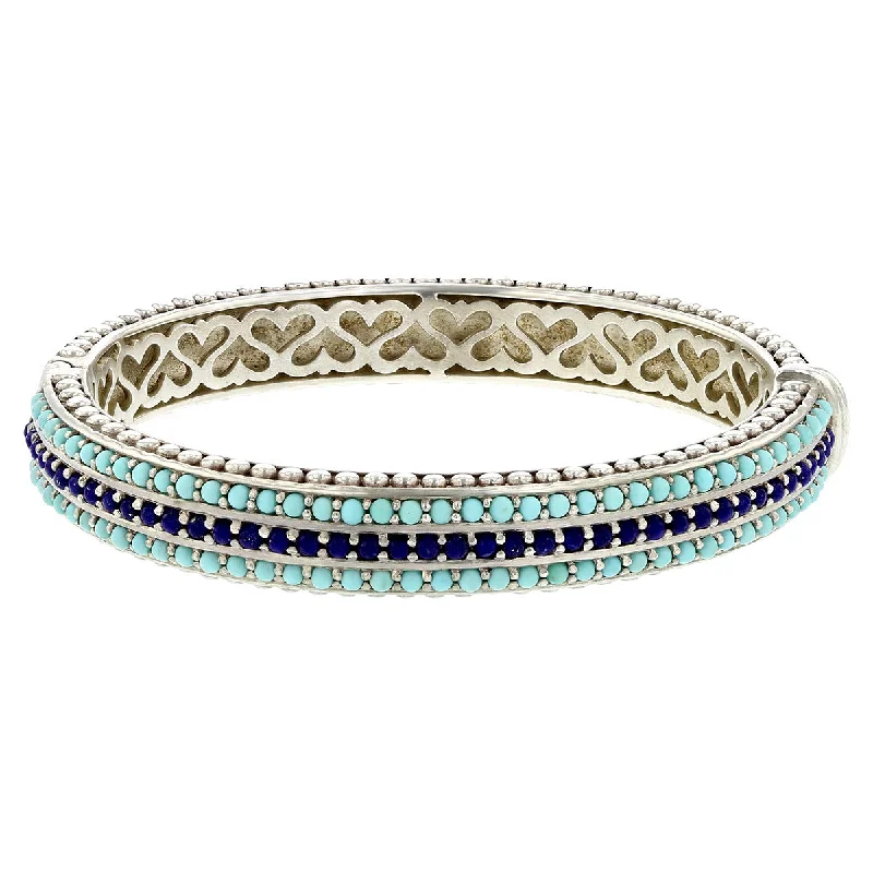 Ladies vintage bracelets-Slane Sterling Silver Turquoise and Lapis Bangle