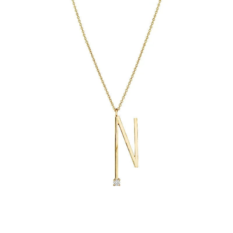 Ladies monogrammed necklaces-Type Letter N Pendant Necklace