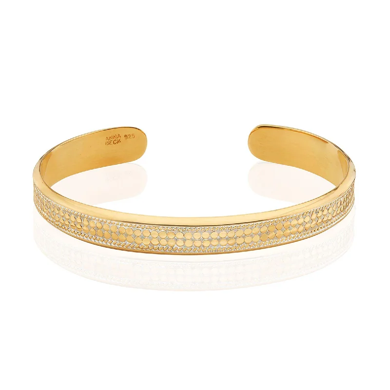 Ladies silver and gemstone bracelets-Anna Beck Classic Wide Stacking Cuff Bangle - Gold