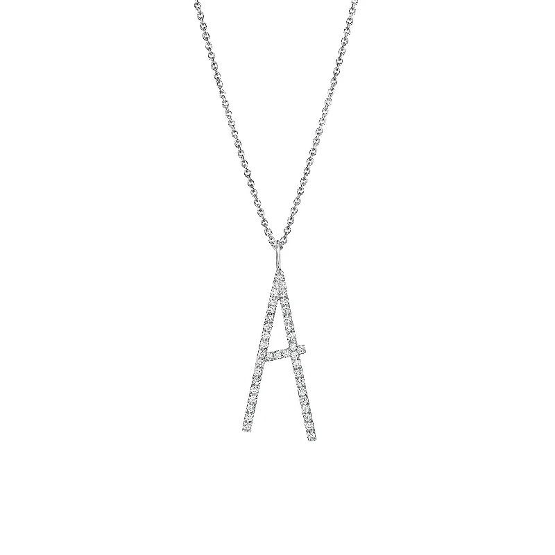 Ladies gemstone necklaces-Type Letter A Diamond Pendant Necklace