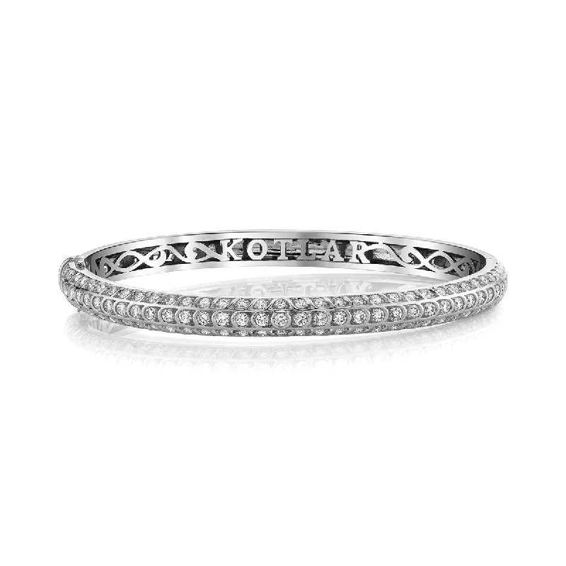 Ladies enamel bracelets-Halfway Artisan Pave Diamond Bangle