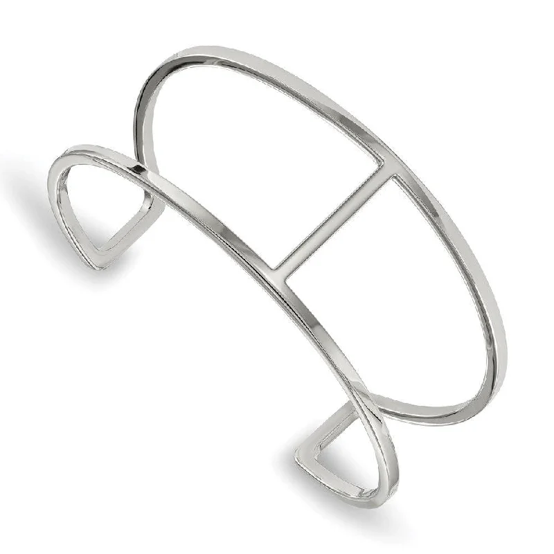 Ladies open cuff bracelets-Stainless Steel Polished Cuff Bangle