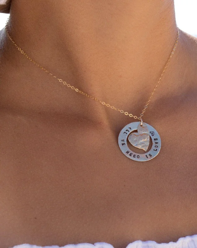 Ladies statement chain necklaces-Hand Stamped Necklace ~ Sterling Silver 925 & Gold Filled~MN036