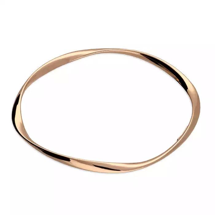 Ladies friendship charm bracelets-Rose Gold Twist Bangle