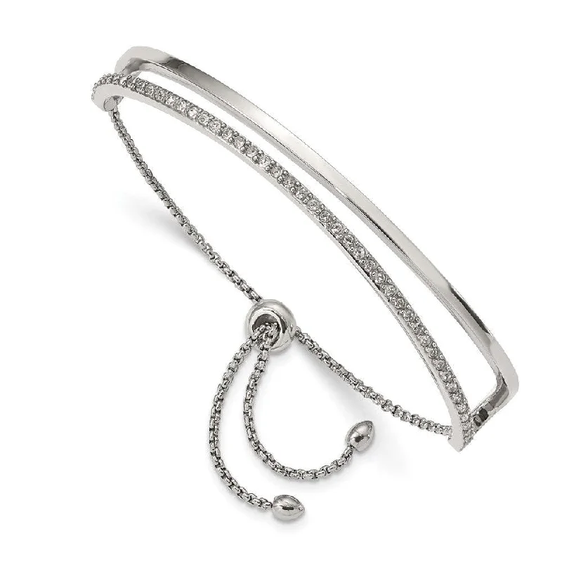 Ladies beaded bracelets-Stainless Steel Polished with Crystals from Swarovski Adjustable Bangle