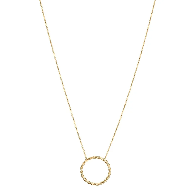 Ladies elegant chain necklaces-14KT Yellow Gold 18-inch Twisted Circle Necklace