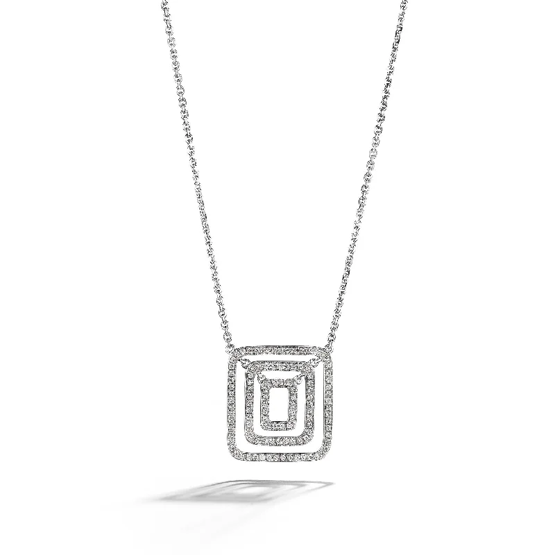 Ladies black diamond necklaces-Piece Square Swing Diamond Necklace - Small