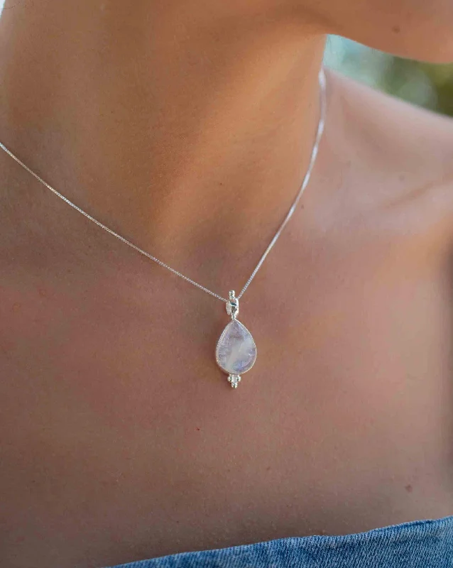 Ladies crystal pendant necklaces-Olivia Necklace ~ Larimar, Labradorite and Moonstone ~ Sterling Silver ~ MP008