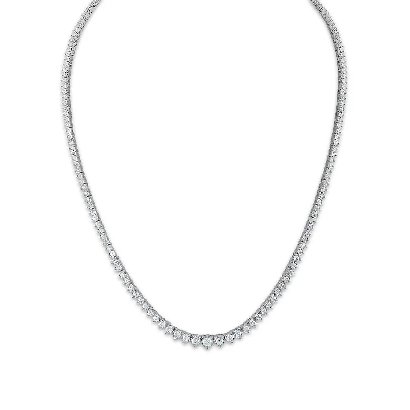 Ladies monogrammed necklaces-3 CTW Diamond 18-inch Tennis Necklace in 14KT White Gold