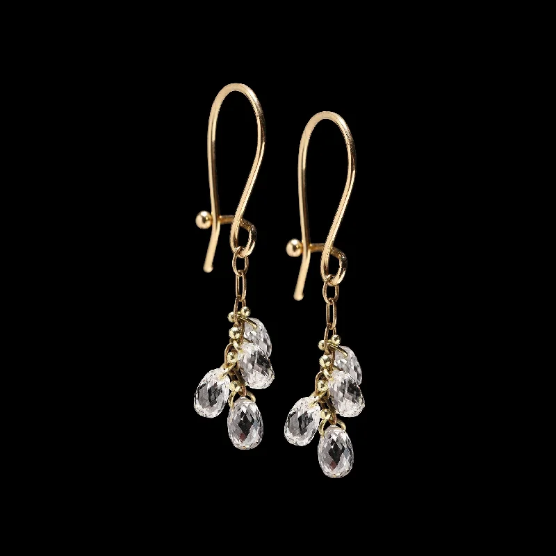 Ladies silver diamond earrings-Briolette Small Cluster Drop Gold Earrings