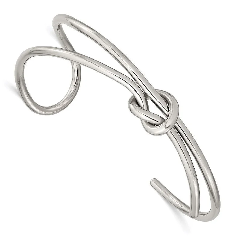 Ladies polished bangles-Stainless Steel Polished Knot Cuff Bangle