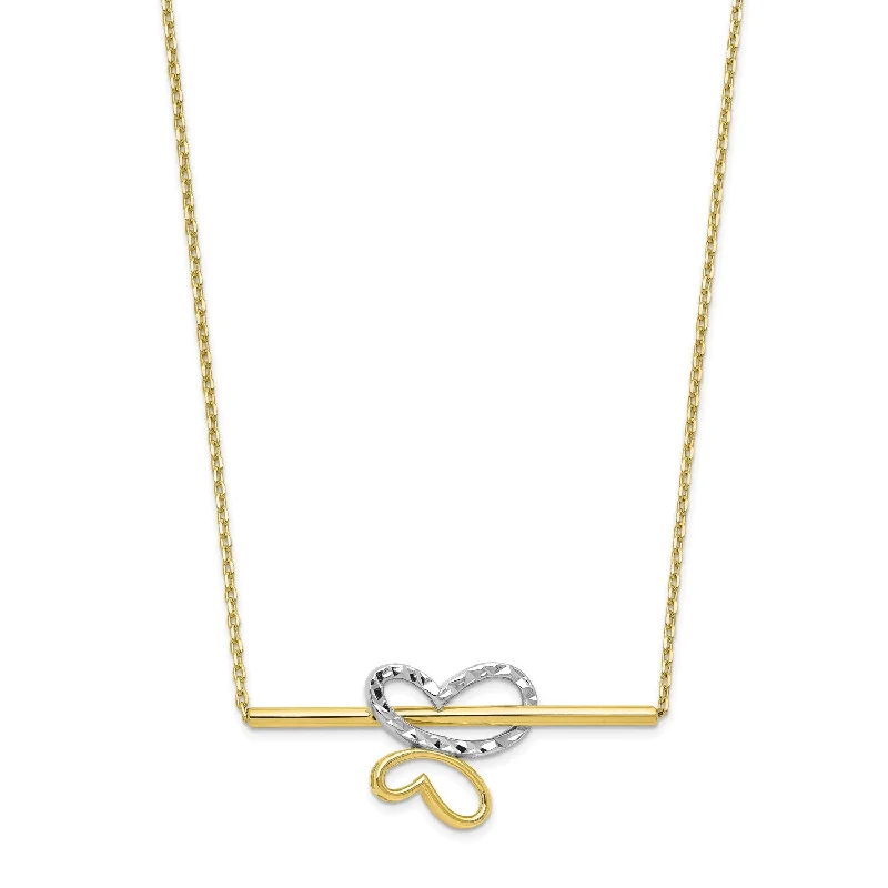 Ladies custom engraved necklaces-10KT Yellow Gold With Rhodium Plating 18-inch Diamond-cut Butterfly Necklace