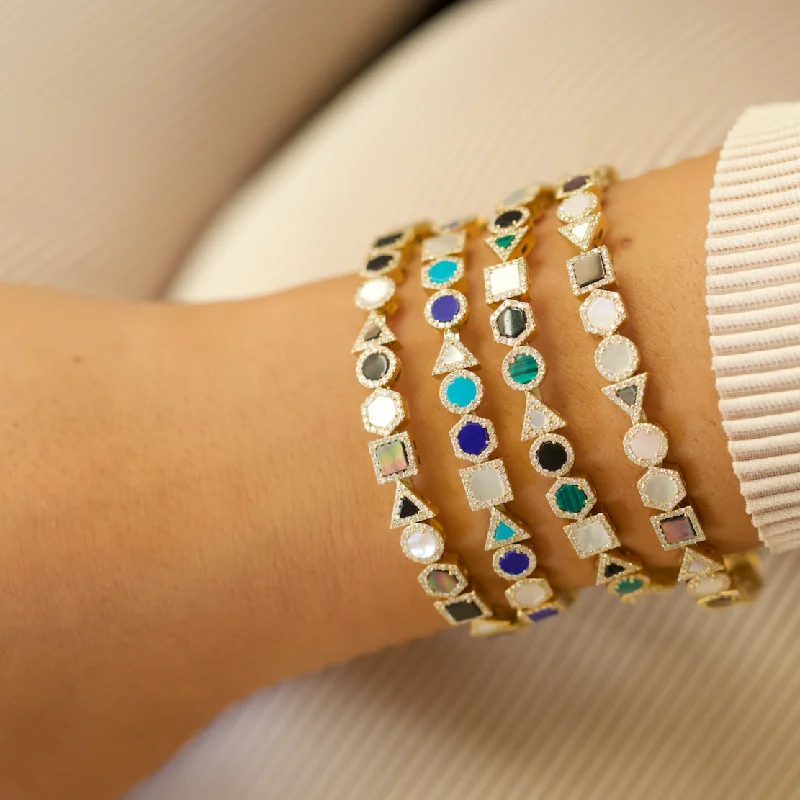 Ladies stacked bracelets-Mixed Geometric Bangle