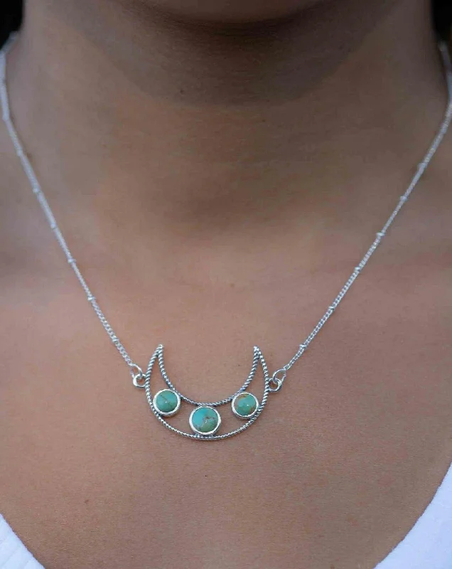 Ladies gemstone necklaces-Marta necklace~ Turquoise ~ Sterling Silver 925 ~ MN073