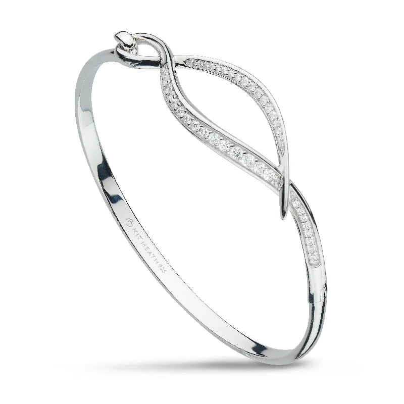 Ladies cuff bracelets-Kit Heath Entwine Twine CZ Pavé Hinged Bangle