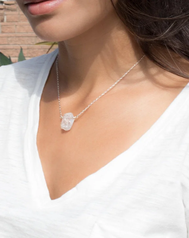 Ladies dainty necklaces-Crystal Quartz Necklace ~ Sterling Silver 925  or Gold Filled~MN049