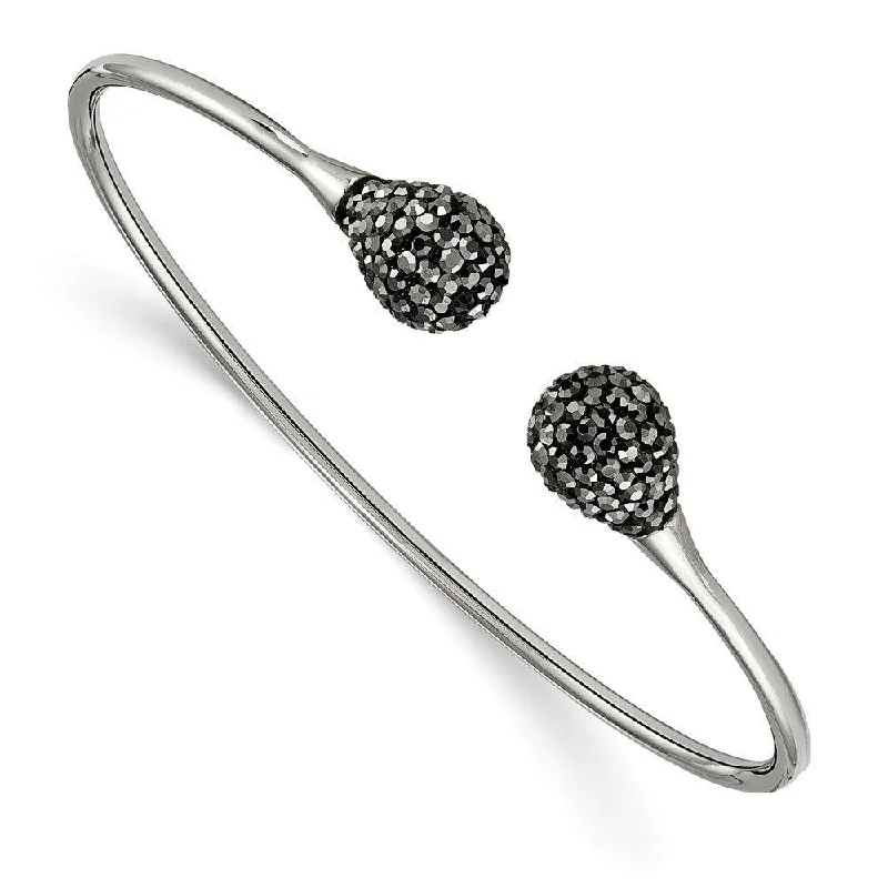 Ladies infinity bracelets-Stainless Steel Polished with Hematite Flexible Cuff Bangle