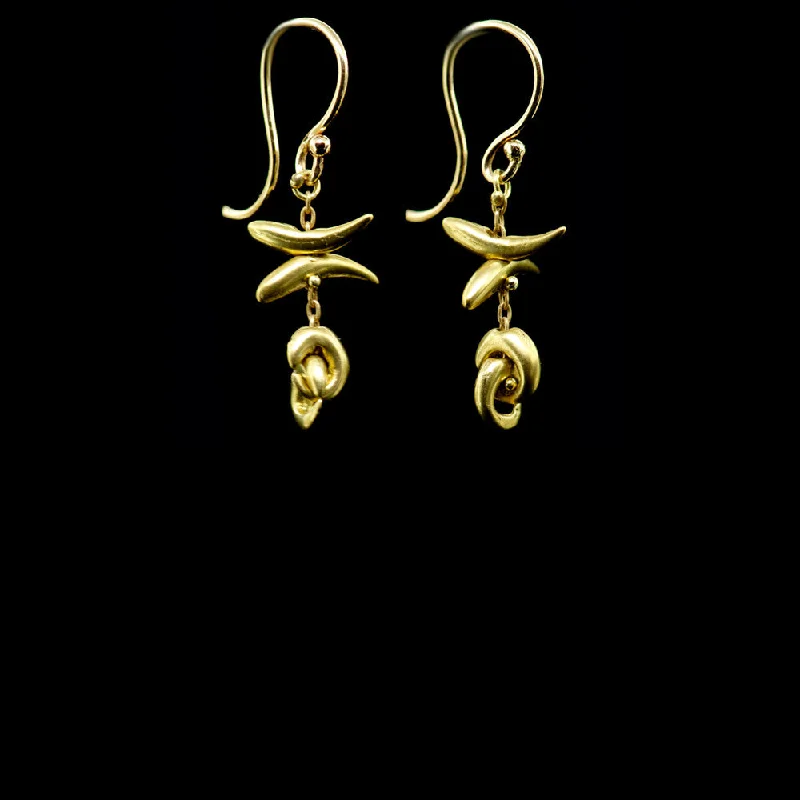 Ladies fine gold earrings-Interlocking Horns Earring