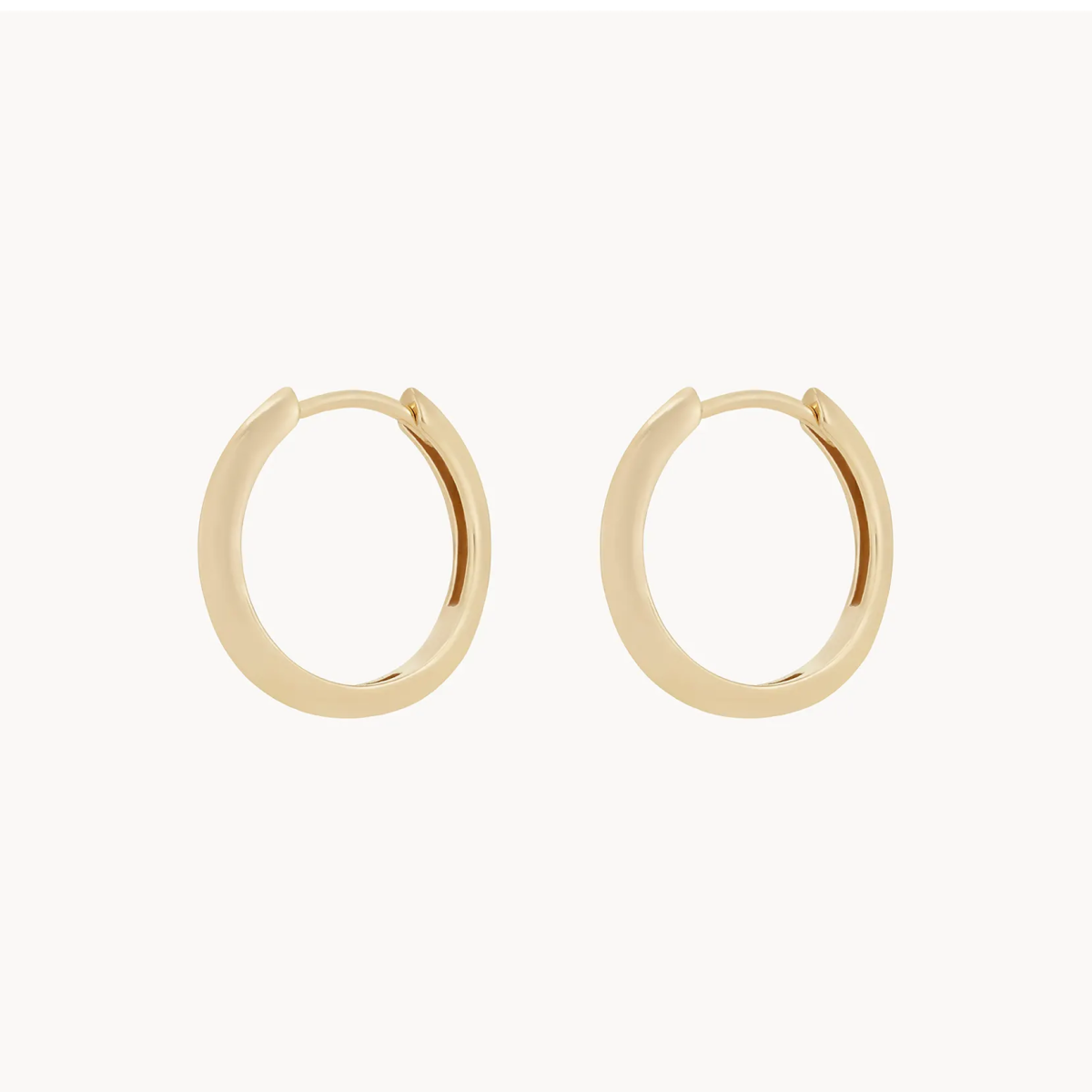 Ladies crystal earrings-dagger medium hoop - 14k yellow gold hoop