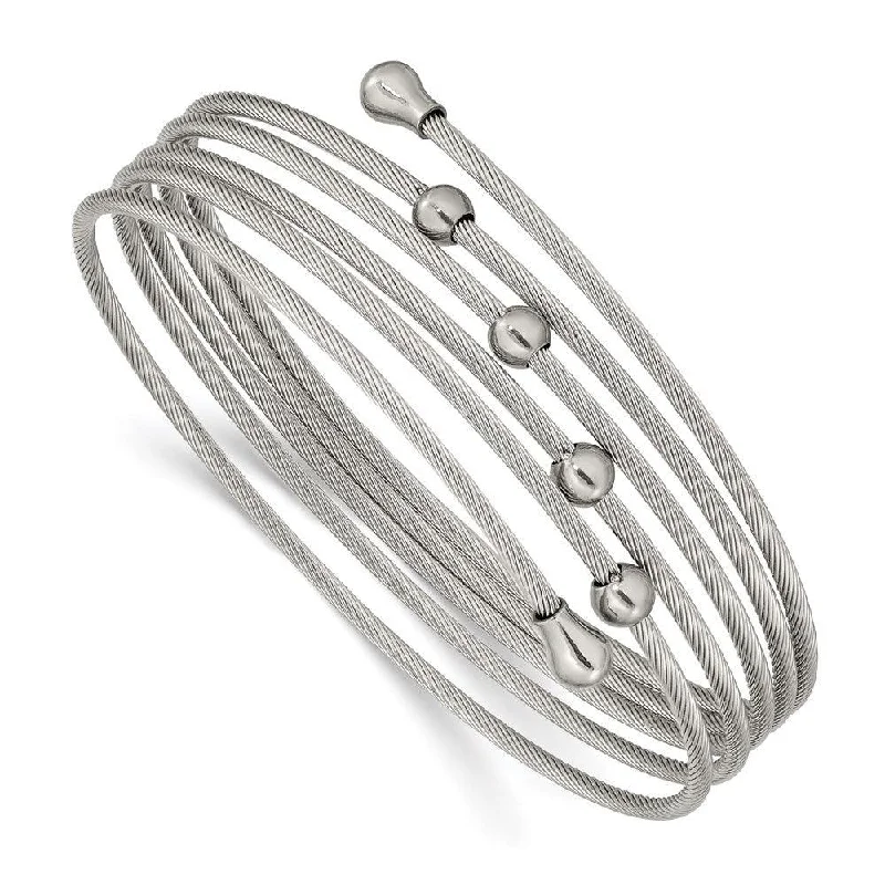 Ladies vintage bracelets-Stainless Steel Polished Flexible Coil Bangle