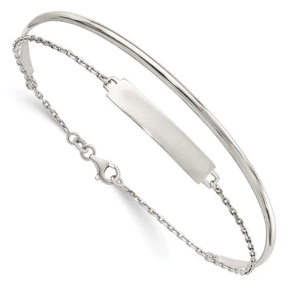 Ladies dainty bracelets-Sterling Silver Polished ID Bangle