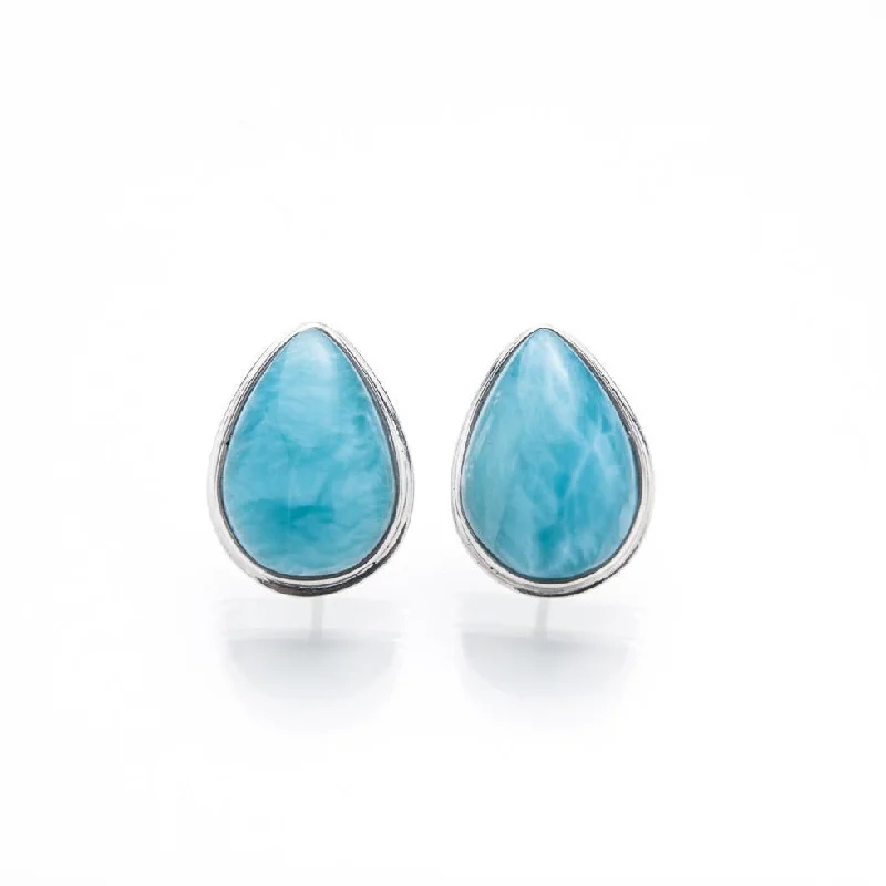 Ladies birthstone earrings-Teardrop Larimar Earrings Oona