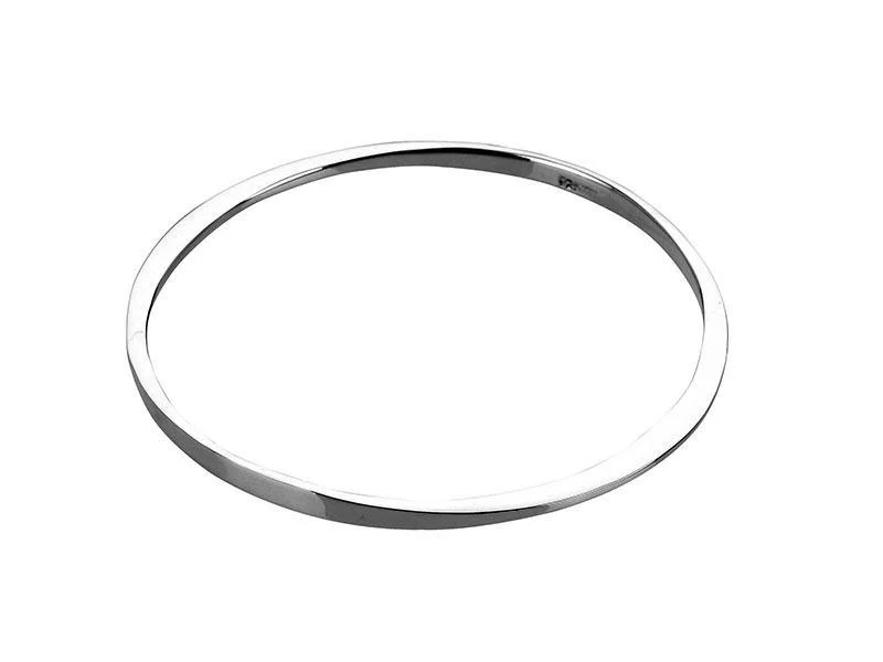 Ladies vintage bangles-Plain Round Sterling Silver Bangle