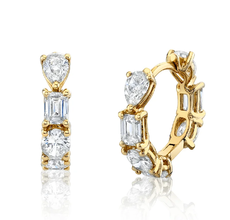 Ladies double drop earrings-Diana Diamond Hoops | Ready to Ship