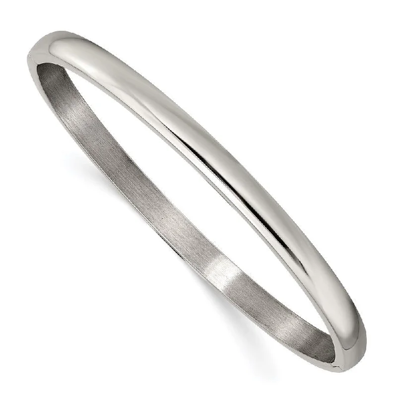 Ladies enamel bracelets-Titanium Polished 5mm Hinged Bangle