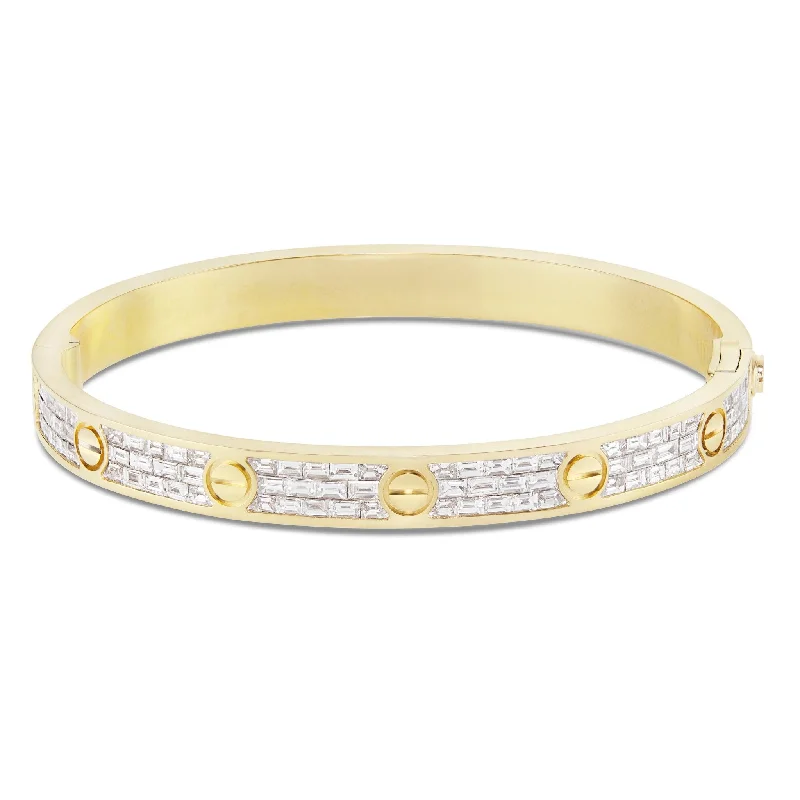 Ladies bangles with charms-14K Gold 10.80ct Baguette Diamond Bangle