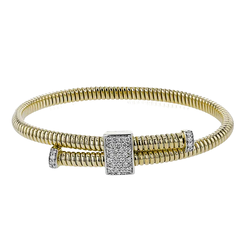 Ladies luxury bangles-Cable Bangle in 18k Gold with Diamonds LB2447