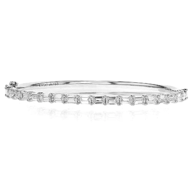 Ladies adjustable bracelets-Eclipse Emerald Cut Diamond Eternity Bangle