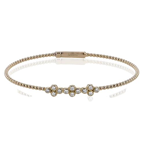 Ladies toggle bracelets-Beaded Bangle in 18k Gold with Diamonds LB2445