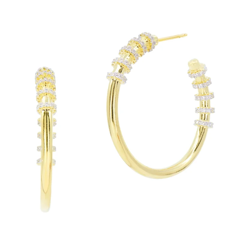 Ladies dazzling earrings-Sparkling Reflections Hoop Earrings