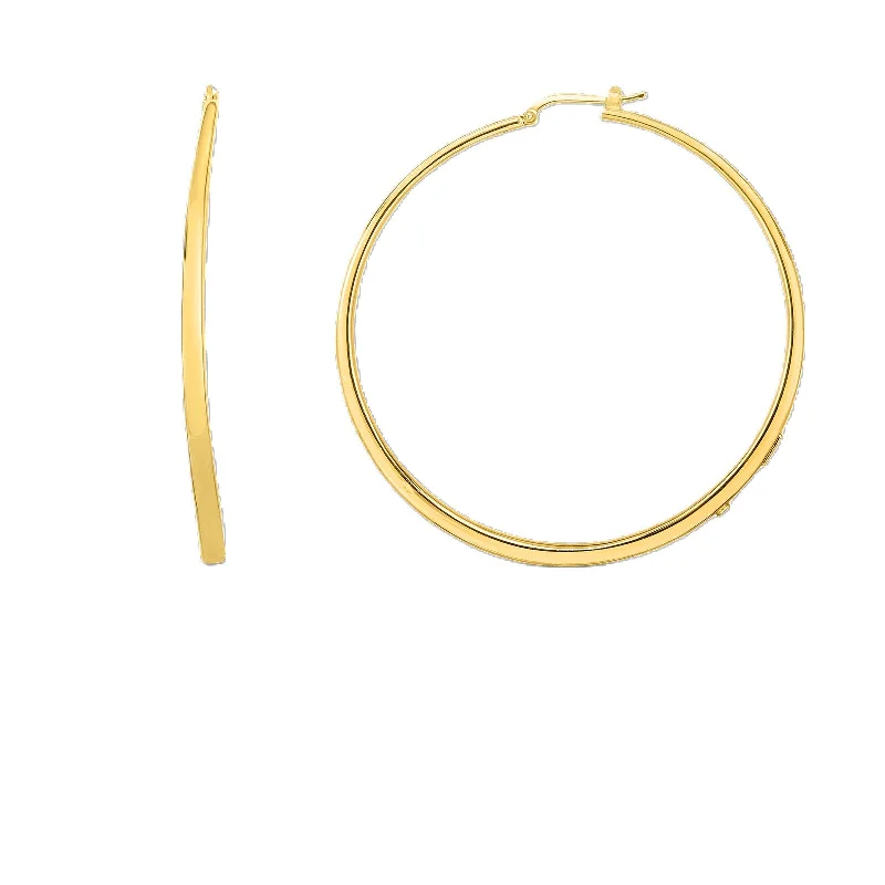 Ladies silver earrings-18K DESIGNER GOLD EXTRA LARGE GRADUATED HOOP EARRINGS