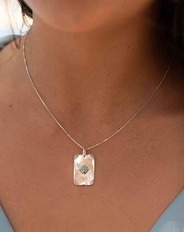 Ladies silver chain necklaces-Sara Pendant ~ Turquoise or Moonstone ~ Sterling Silver 925  ~ MN082