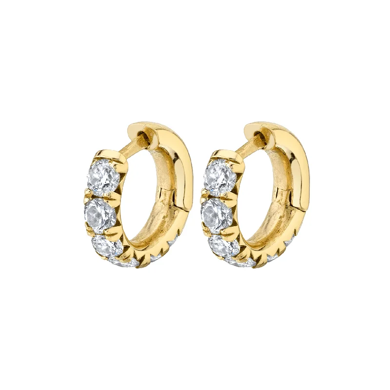 Ladies elegant earrings-Baby French Pavé Diamond Hoops | Ready to Ship