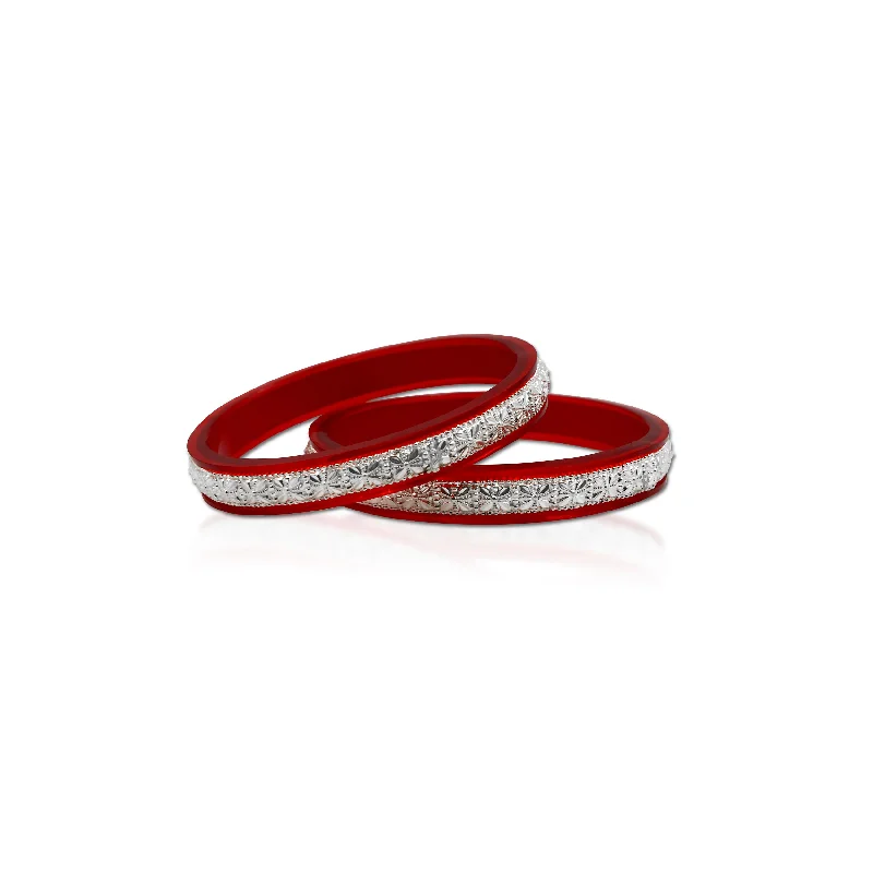 Ladies minimalist bracelets-Beautiful Design Silver Bangle Set For Women's