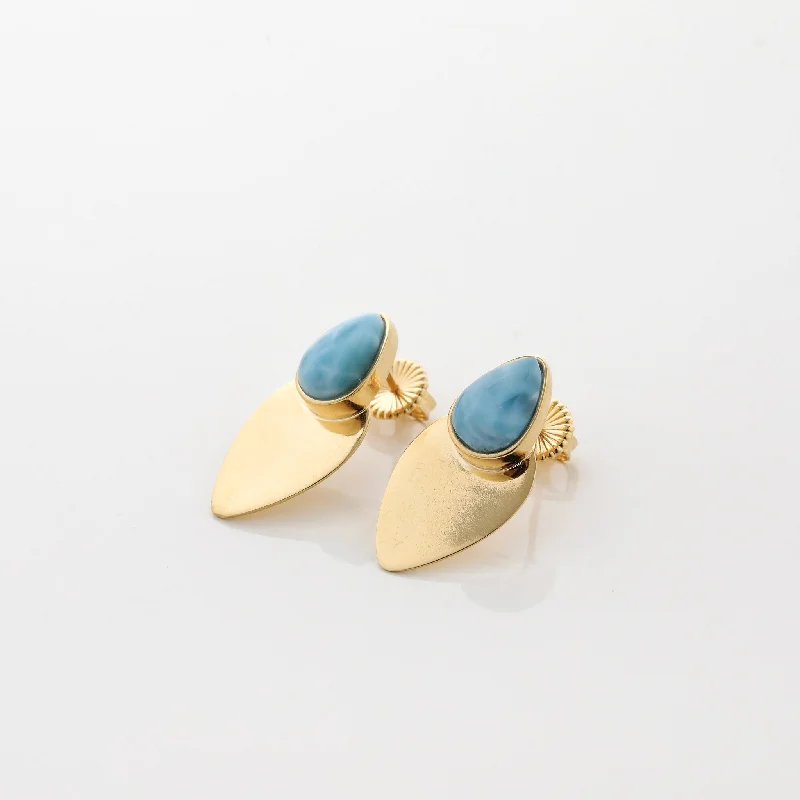 Ladies luxury diamond earrings-Vermeil Larimar Earrings Vivia