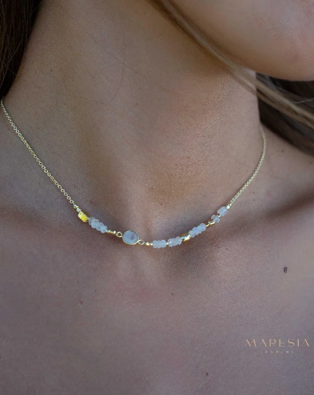 Ladies birthstone necklaces-Moonstone Necklace ~ Gold Plated 18k ~ MN141