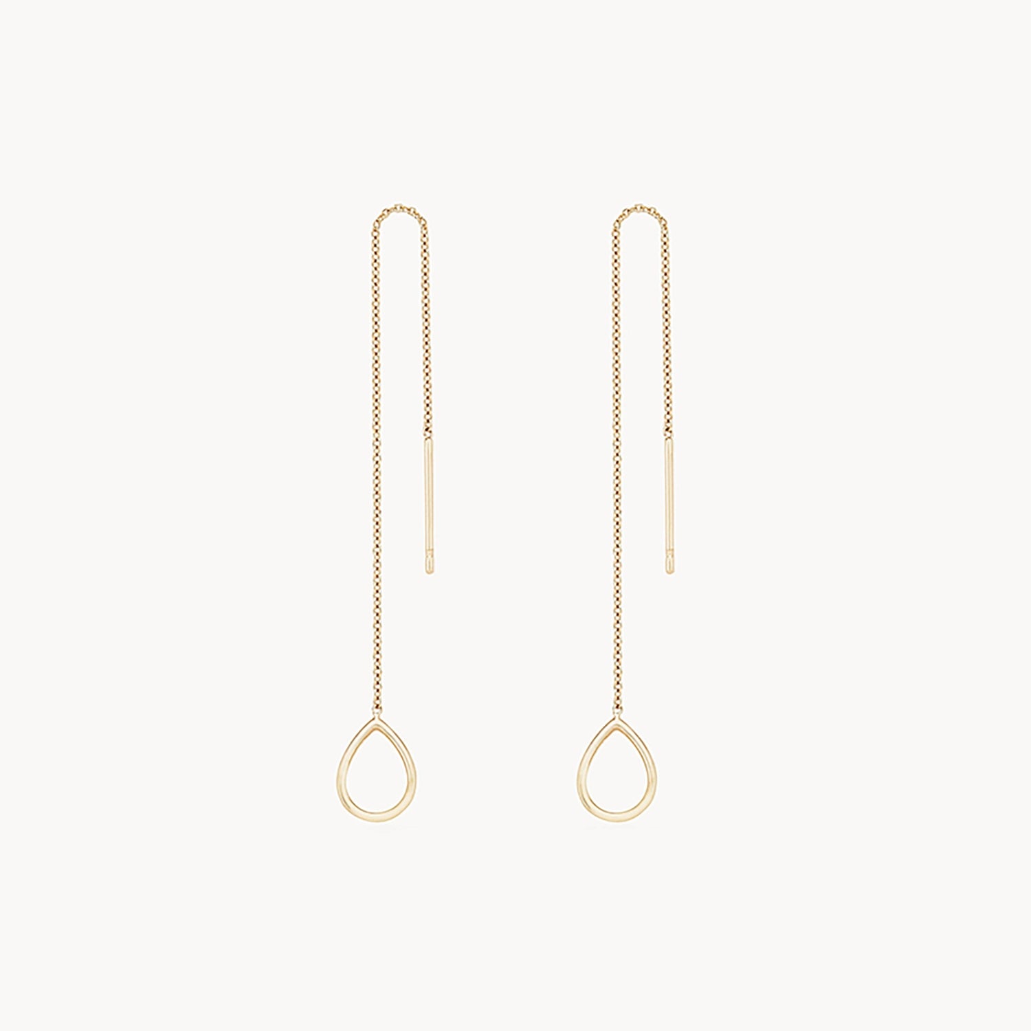 Ladies double drop earrings-Honey dipper dainty threader earring - 14k yellow gold