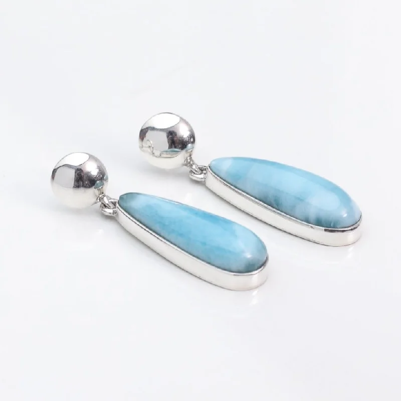 Ladies vintage earrings-Teardrop Larimar Earrings Eliza