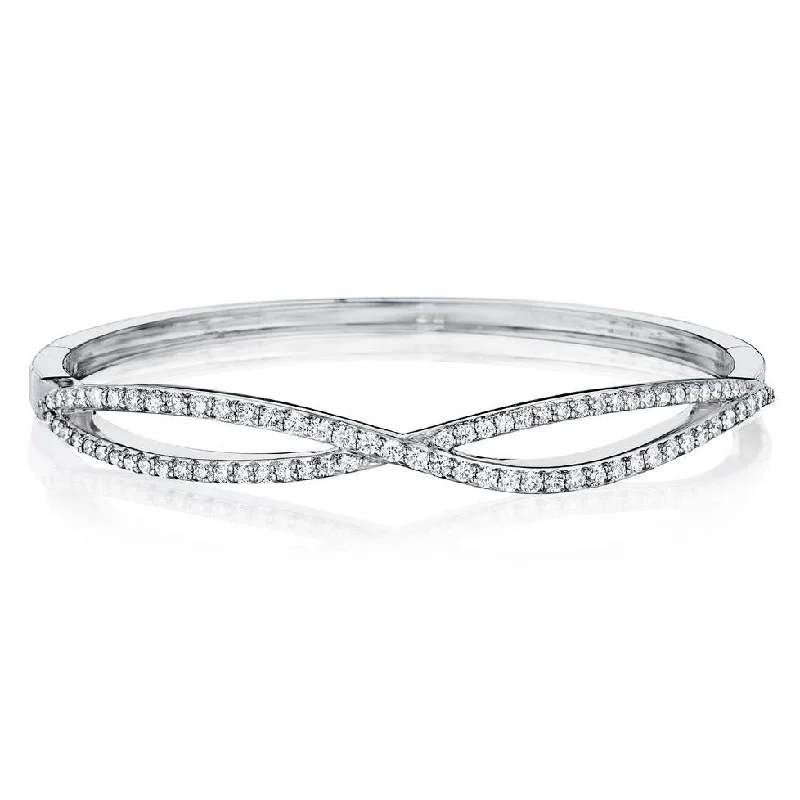 Ladies custom bracelets-Diamond Crossover Bangle