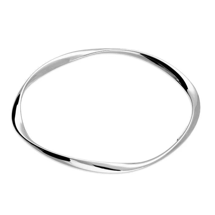 Ladies diamond bracelets-Sterling Silver Soft Twist Bangle